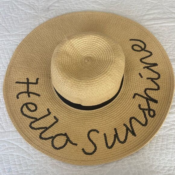 Four buttons  hello sunshine sun/ beach hat 100% paper straw - Picture 2 of 9